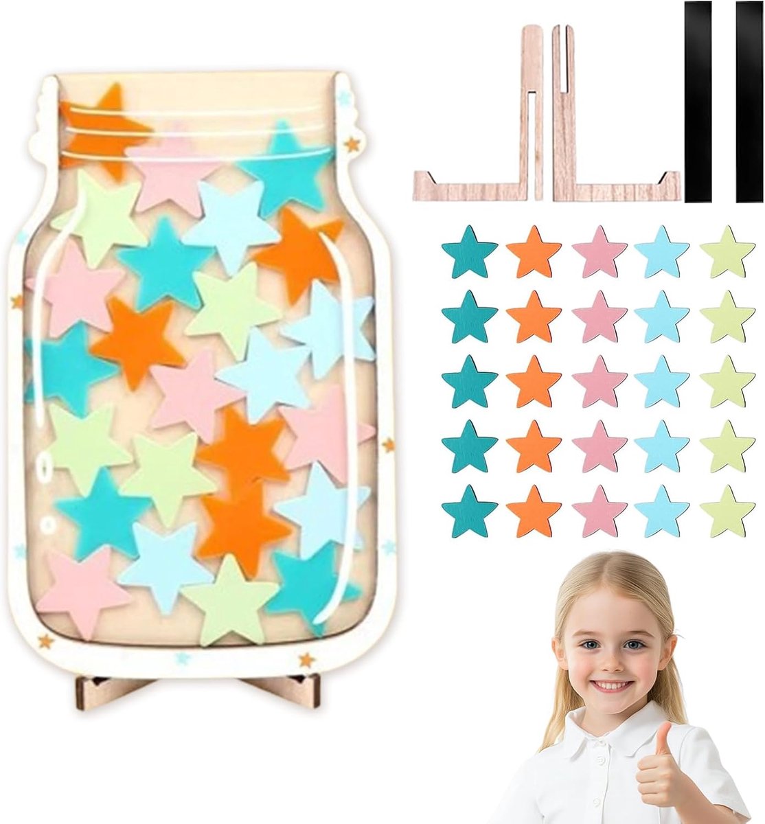 Children's Reward Glass Magnetic Reward Box with 25 Stars Suitable for Classroom Teachers Home School - ShopVlot