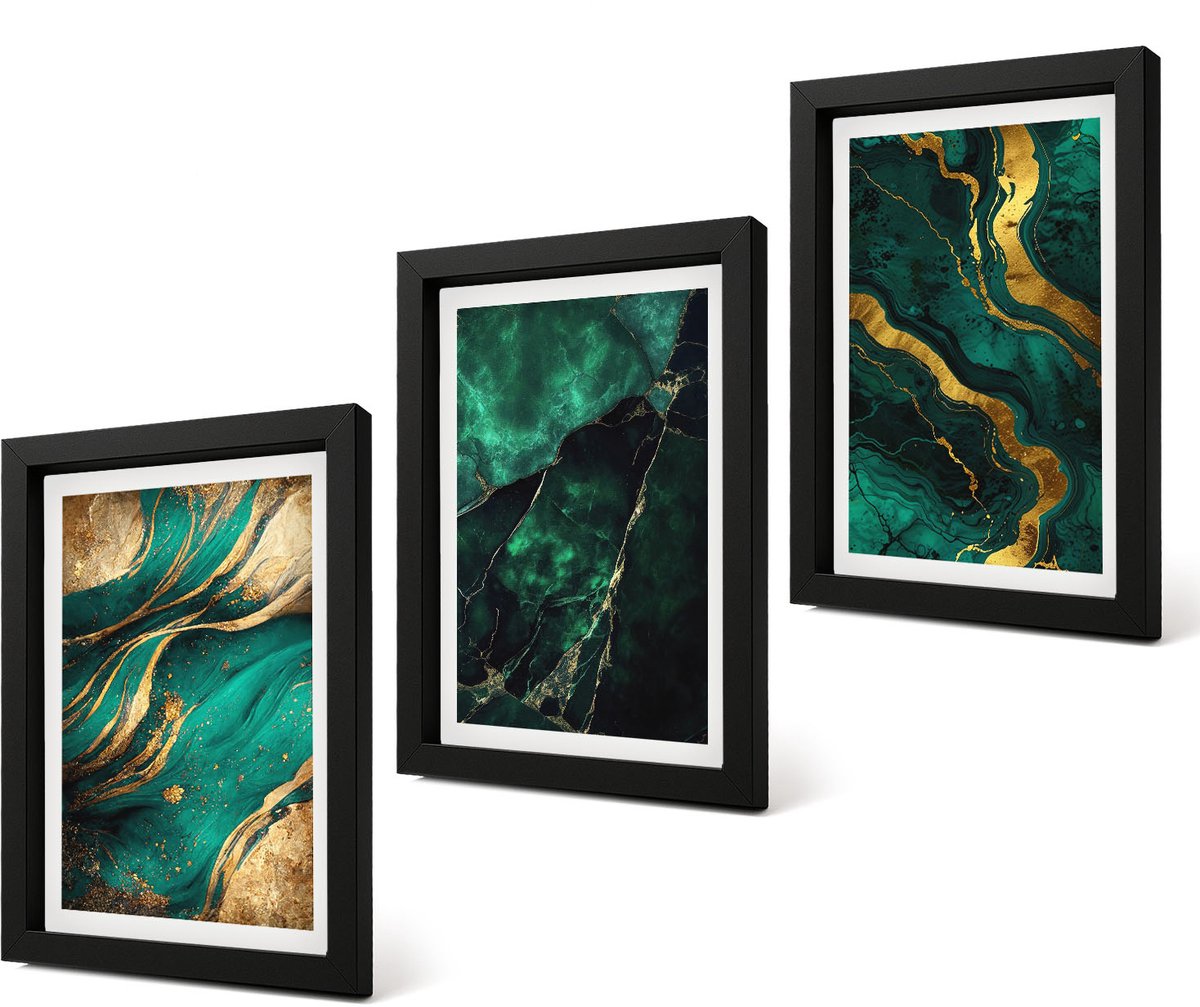 Coloray 4-Delige Schilderij Set - Elegante abstracte steenpatronen - 20 x 30 cm - Wanddecoratie - Muurdecoratie - Moderne Interieurdecoratie - Moderne Wanddecoratie