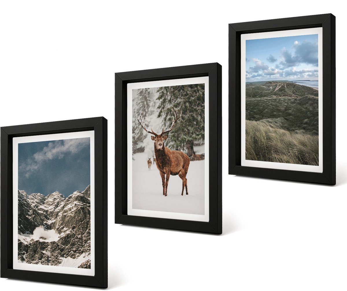 Coloray 4-Delige Schilderij Set - Bergen met sneeuwherten in boslandschappen - 20 x 30 cm - Wanddecoratie - Muurdecoratie - Moderne Interieurdecoratie - Woonkamer Decoratie