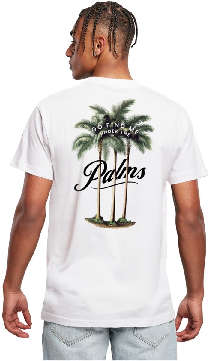Mister Tee Three Palms Heren Tshirt 4XL Wit