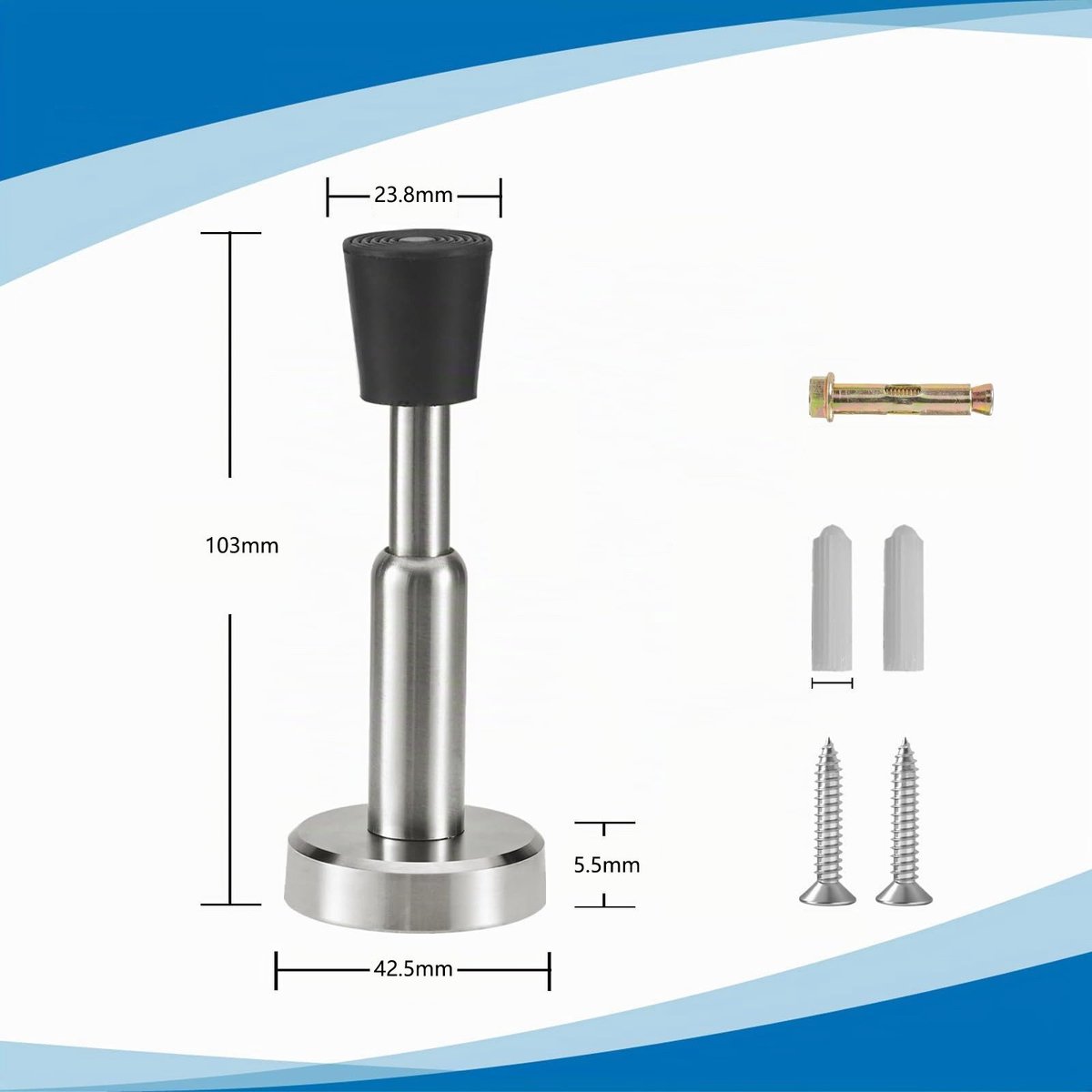 Claoner 2 deurblokken hydraulische buffer deurbop lift-down buffer uittrekkbare anti-botsing roestvrij staal rubber stille deurhandel deurslot bescherming
