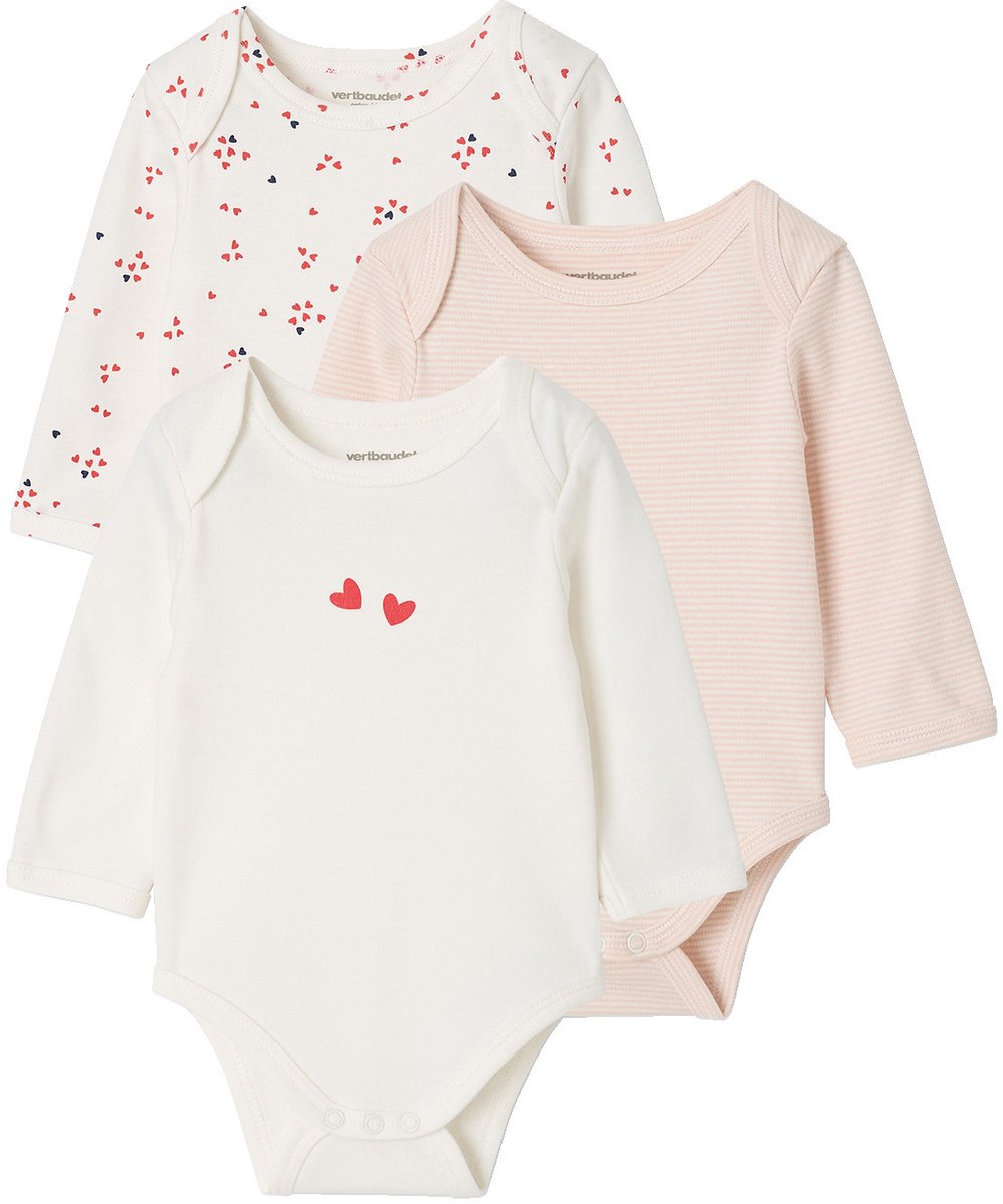 Vertbaudet Set van 3 babybody's met lange mouwen