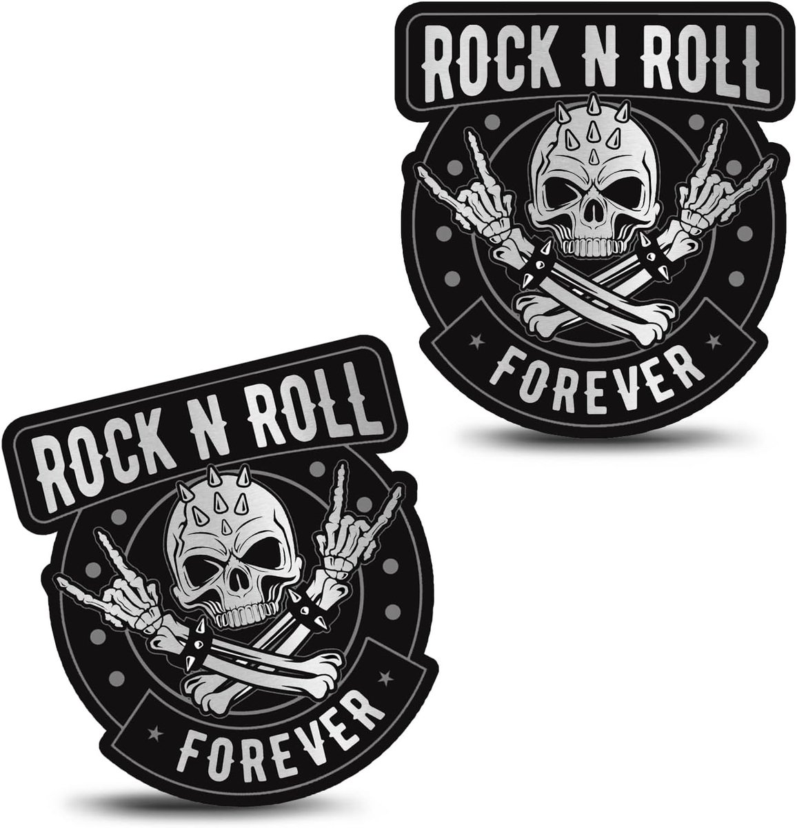 Auto stickers skull heavy metal rock&roll - 2 stuks vinyl - UV-bestendig - voor auto, motor, fiets - ShopVlot