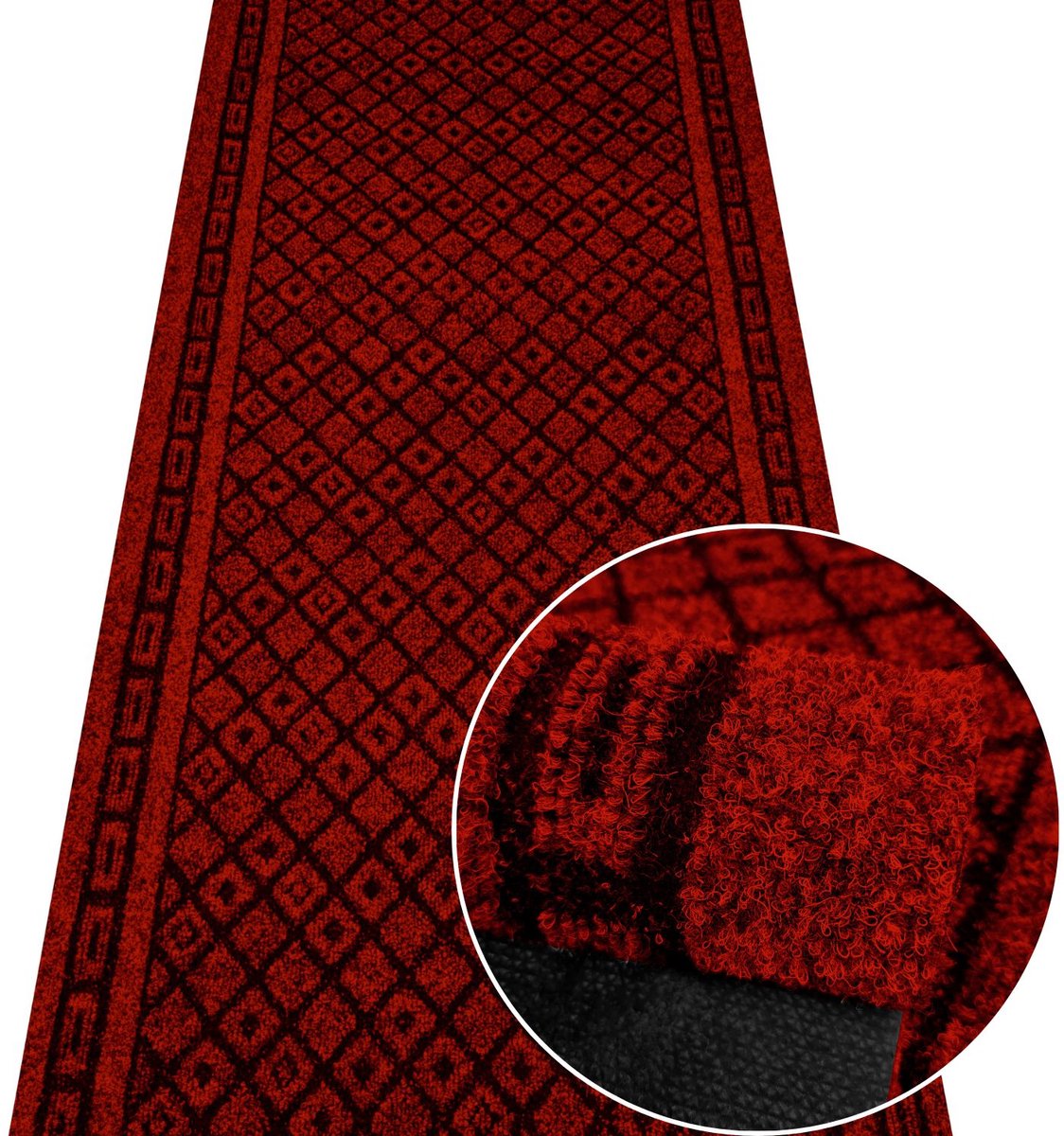 Moderne Instapmat op Maat - 100cm Breed, Rood met Ruitpatroon