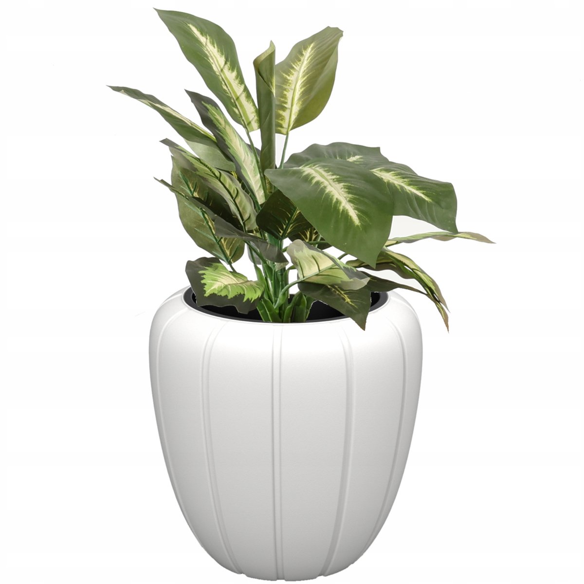 Moderne Mat Witte Ronde Pot Ø40cm H40cm Kunststof met Inzet