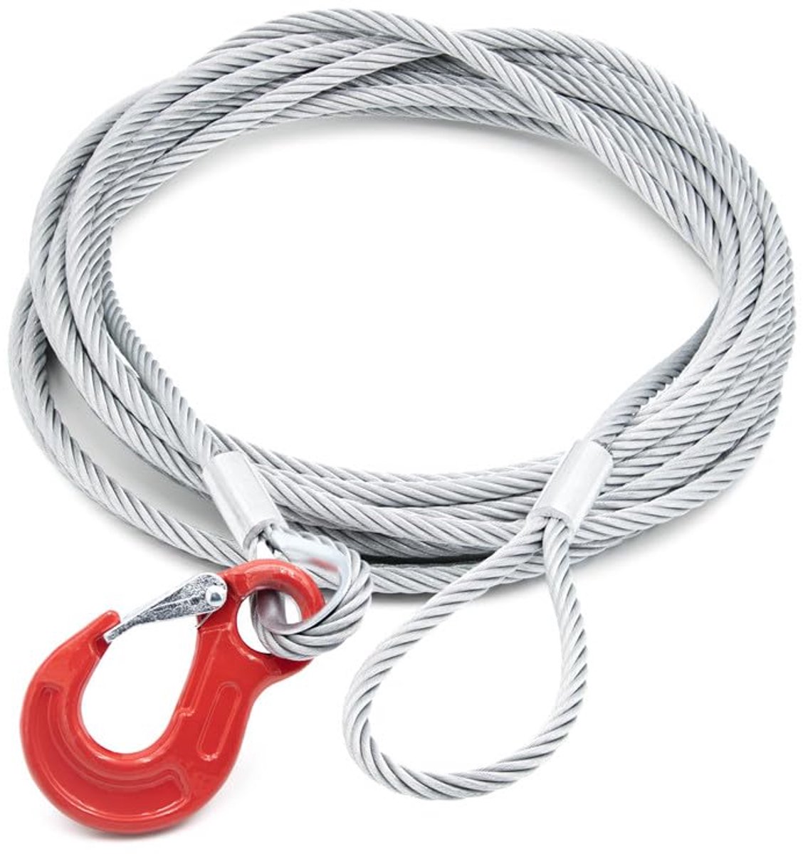 Aanslagkabel 6 mm diameter 20 m lengte - staalkabel met haak en oog - betrouwbaar bosbouwtouw - ShopVlot