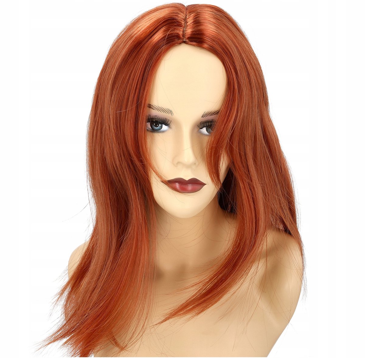 Rode Bob Pruik met Pony - Synthetisch Haar, 60cm