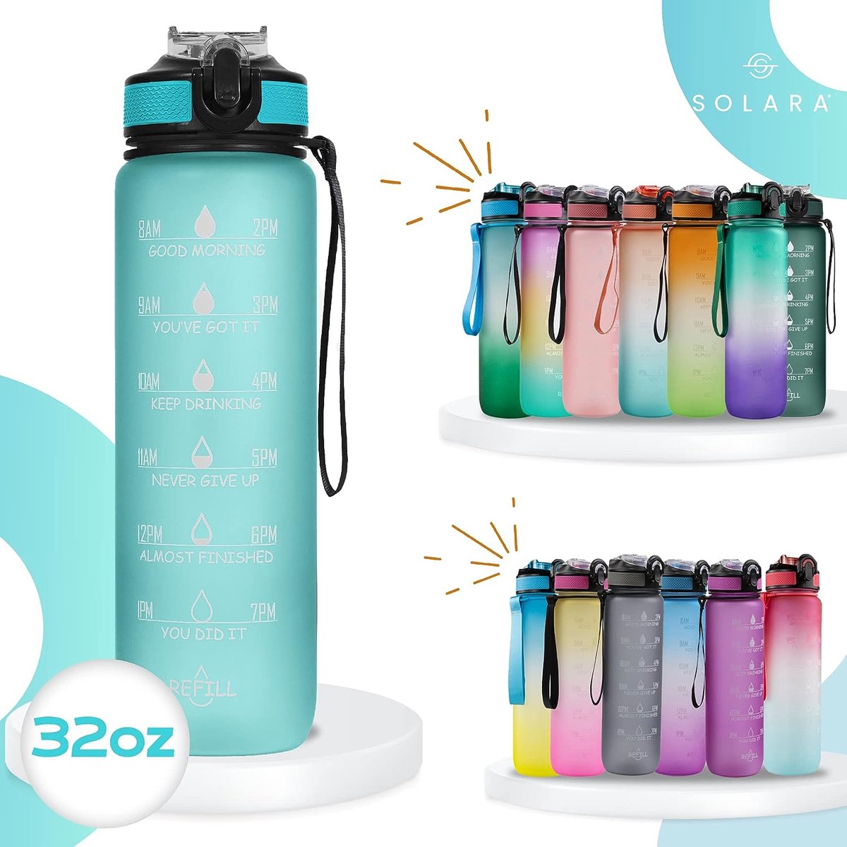 SOLARA Waterfles 1000 ml - Hydratatie en fitness