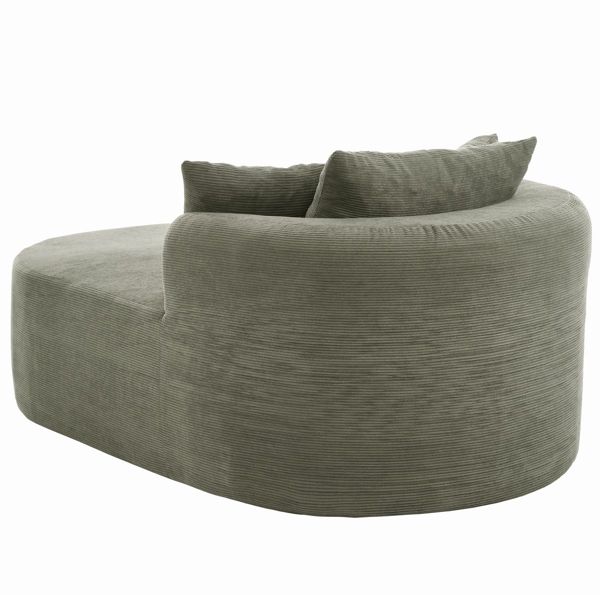 OKWISH Fauteuil 1-Zits - Ovale Relaxfauteuil van Cordstof - Zonder Montage - Extra Diepe Zit voor Woonkamer en Leeshoek - Groen