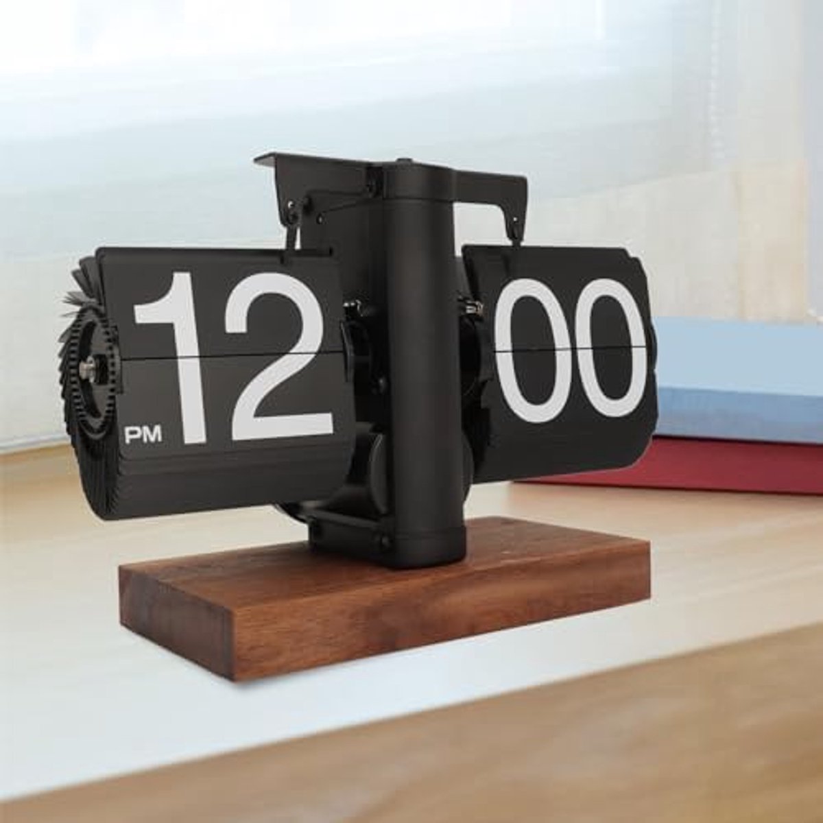 Flip Clock Digital Flip Clock Retro Automatic Reversible Digital Clock Battery Operated Mechanical Modern Black for - ShopVlot