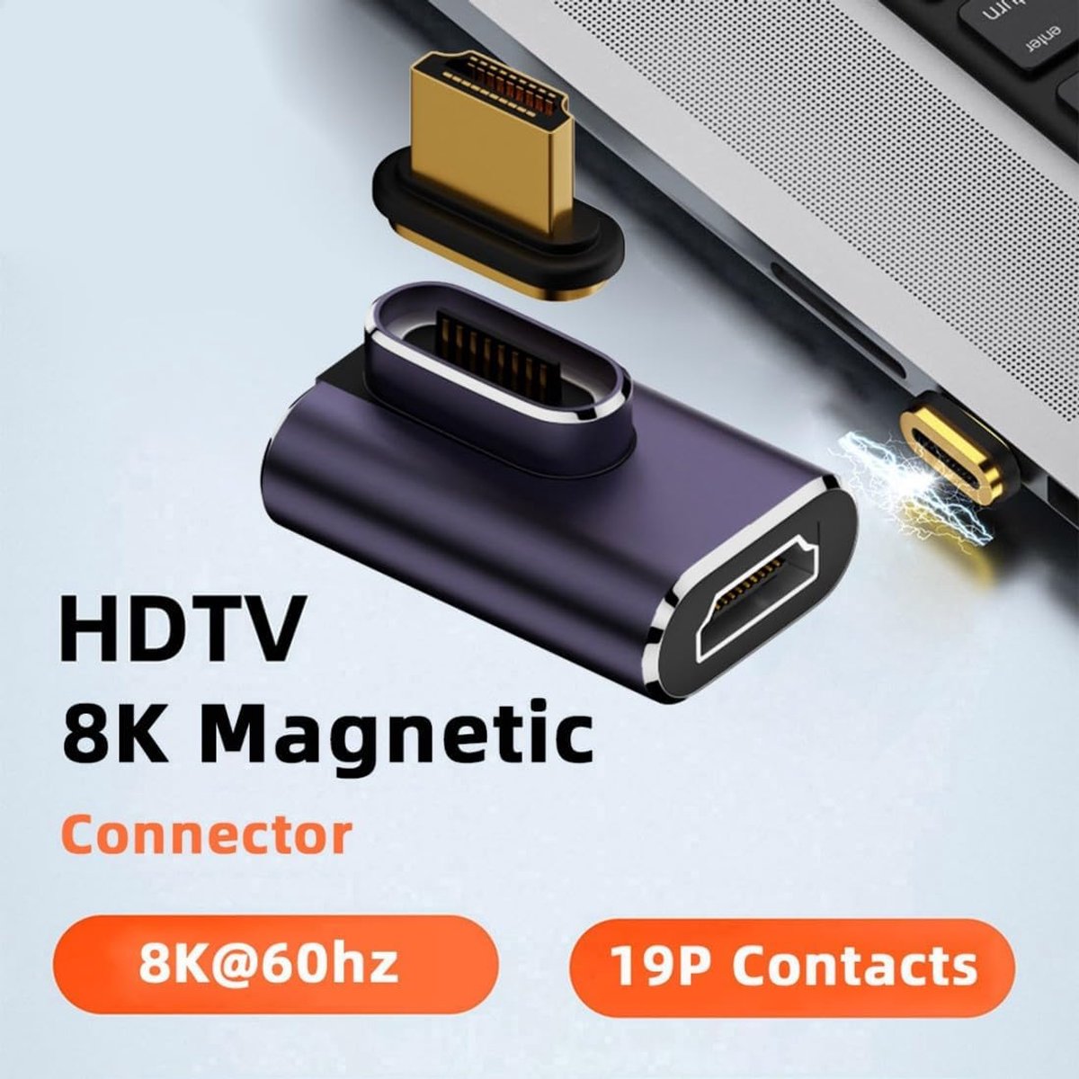 chenyang HDMI 2.1 Magnetic Connector, HDMI Male to Female 90 Degree Right Angle 8K@60Hz 4K@120Hz 48Gbps High Speed - ShopVlot