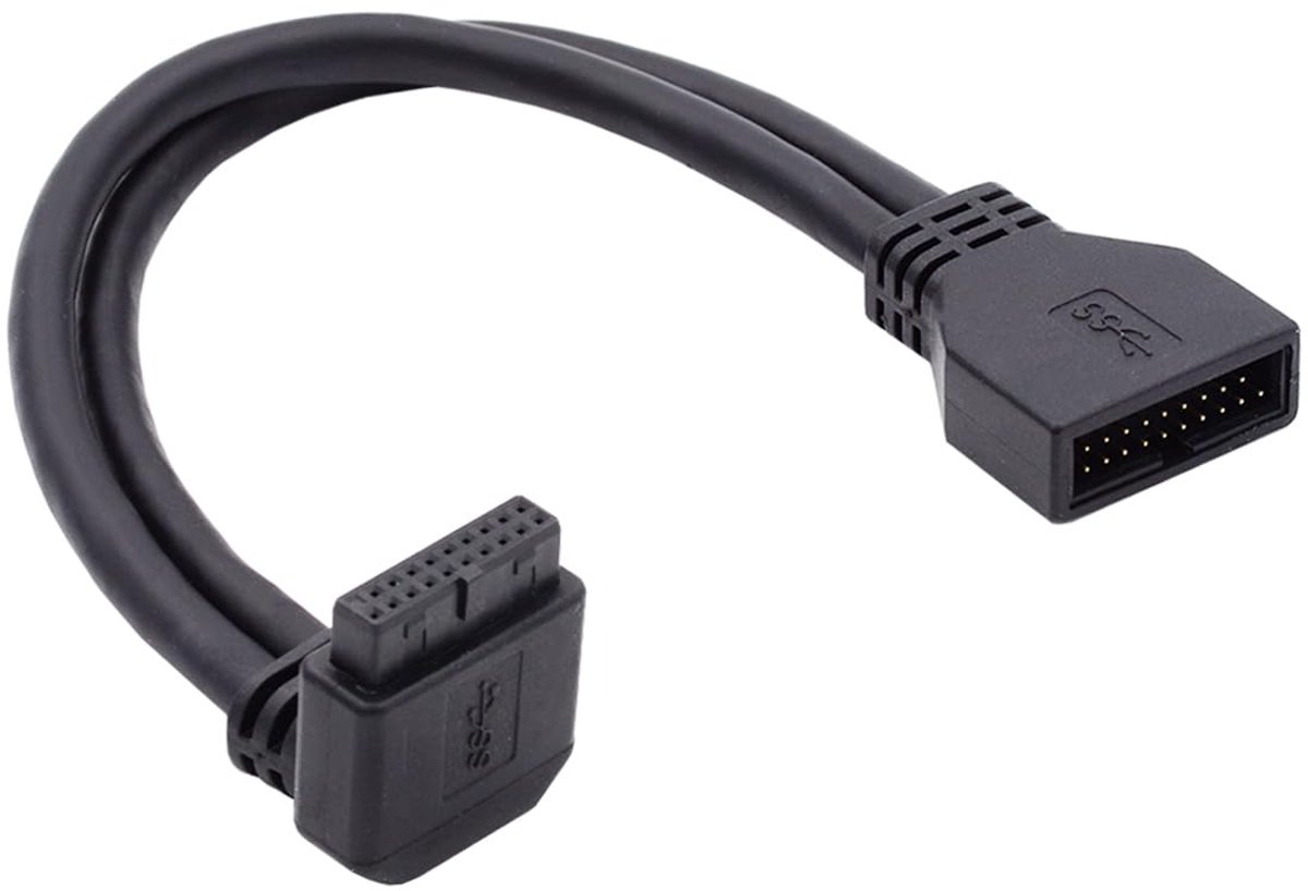CY Cord Up Angled USB 3.0 20 Pin 19 Pin Male to Female Extension Cable 5Gbps 90 Degree for Motherboard - ShopVlot