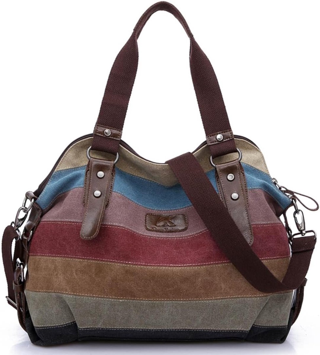 Canvas Tote Bag for Women, Plaid Hobo Shoulder Bag Ladies Handbag Crossbody Vintage Contrast Handle Handbags for Work - ShopVlot