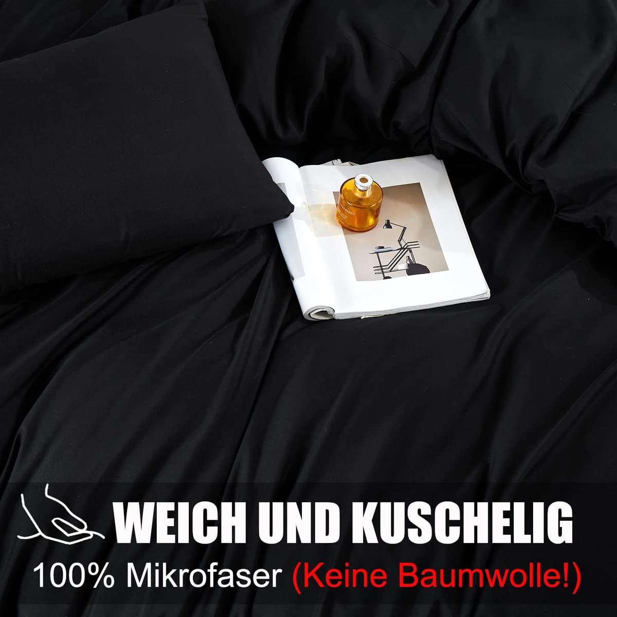 Dekbedovertrek 180x200 - zwart microvezel - strijk- en kreukvrij - luxe slaapcomfort - ShopVlot