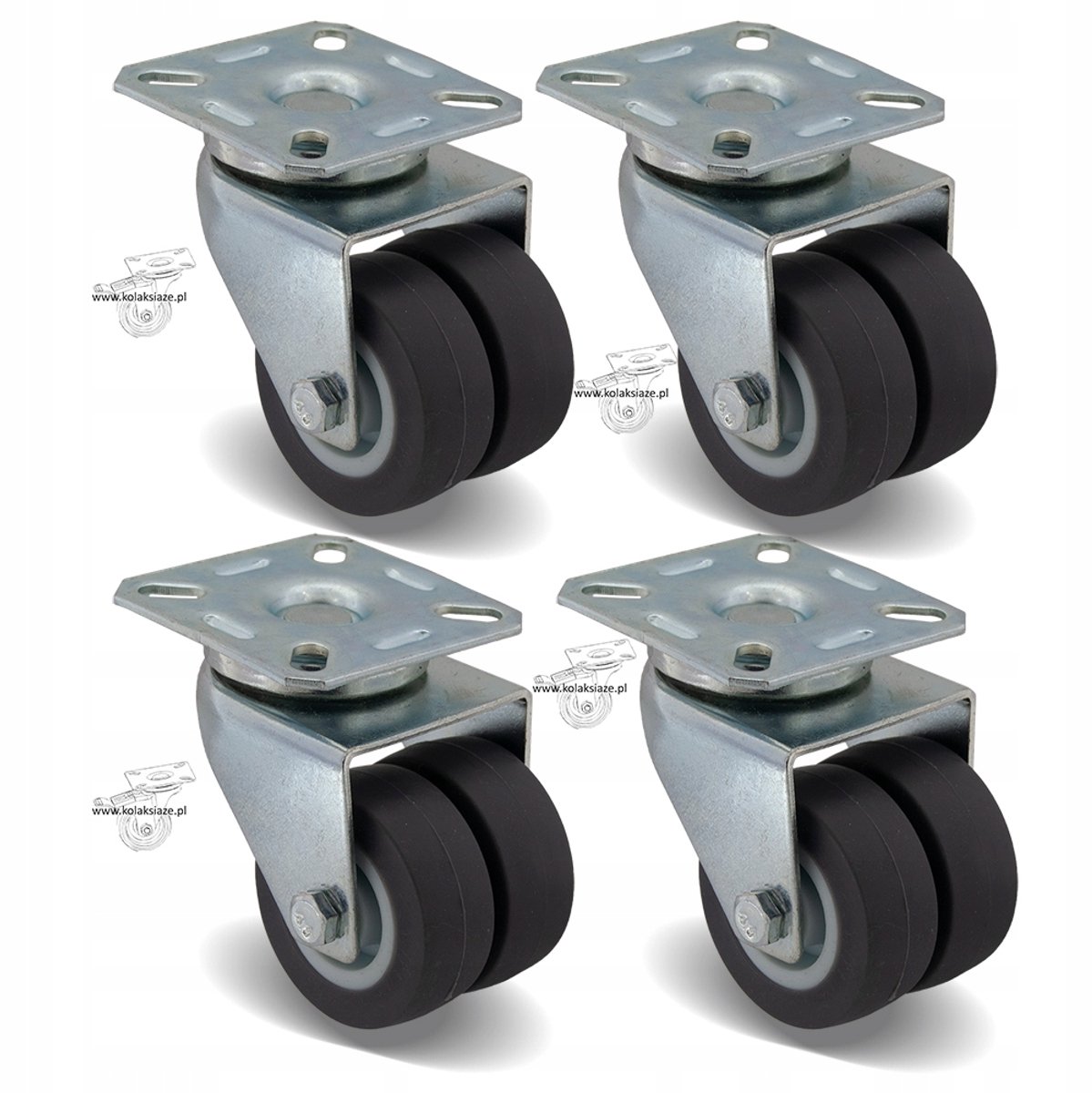 4x Zwenkwielen Ø 50mm met Zwenklager - 70kg per wiel