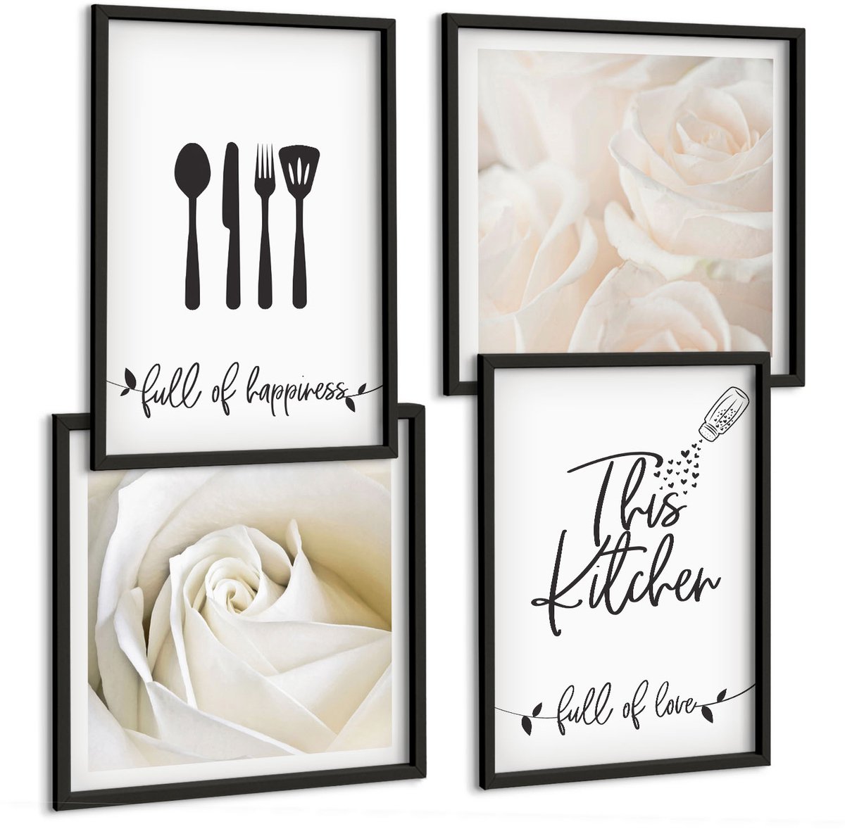 Tulup 4-Delige Schilderij Set - Posters met geometrische patronen in Bauhaus-stijl - 40 x 40 cm en 40 x 60 cm - Wanddecoratie - Moderne Interieurdecoratie - Woonkamer Decoratie