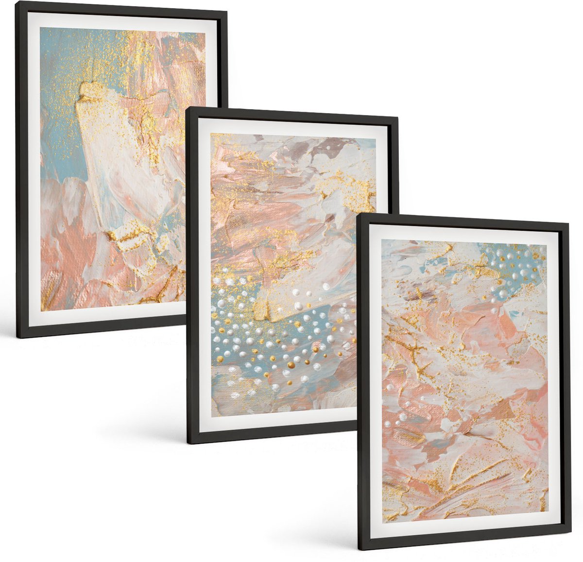 Tulup 4-Delige Schilderij Set - Abstracte patronen in pastelkleuren en textuur - 40 x 60 cm - Decoratieve Schilderijen - Wanddecoratie - Hal - Muurdecoratie