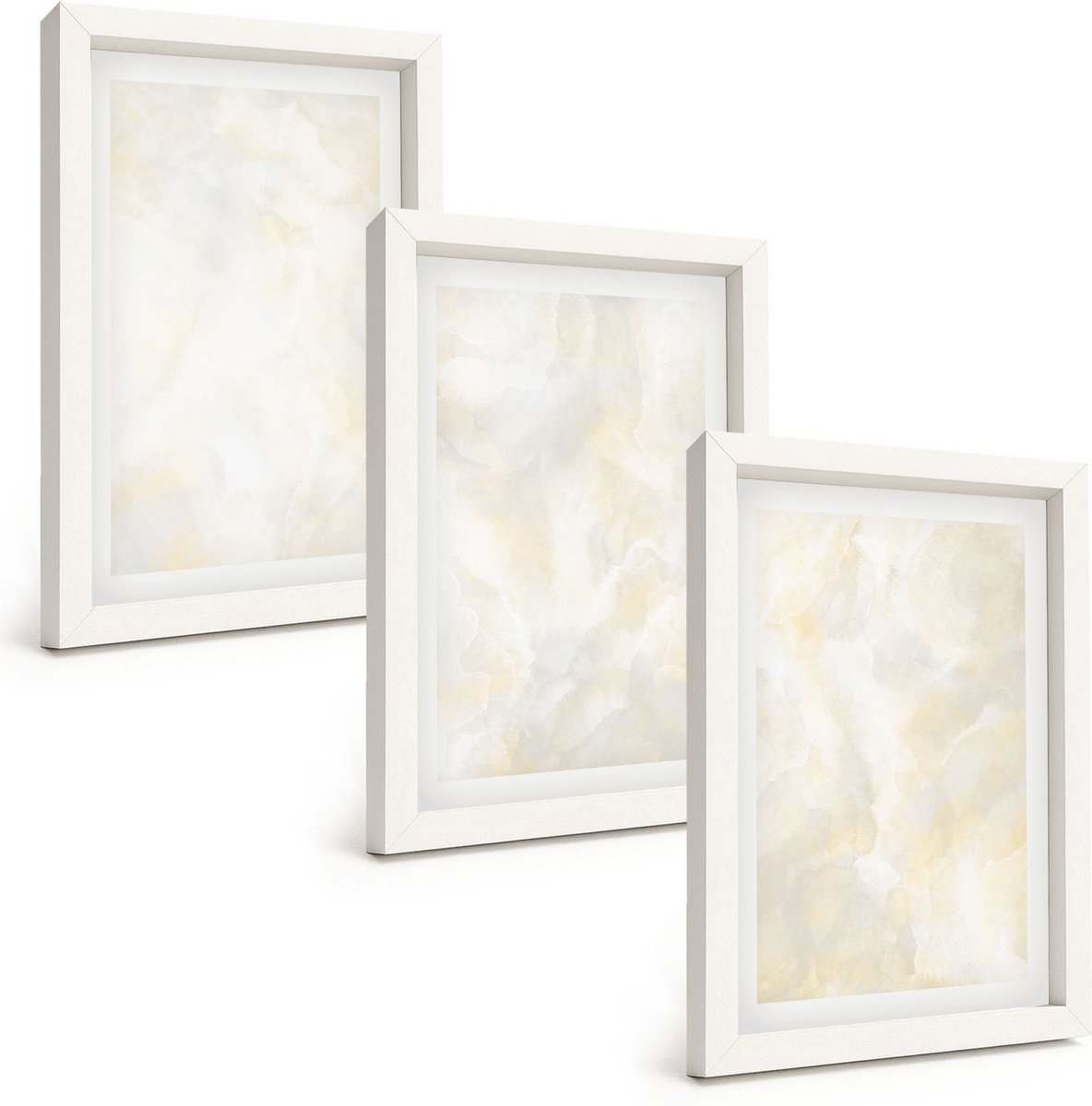 Tulup 3-Delige Schilderij Set - Heldere texturen, penseelstreken en design. - 20x30 - Stijlvolle Muurdecoratie - Slaapkamer
