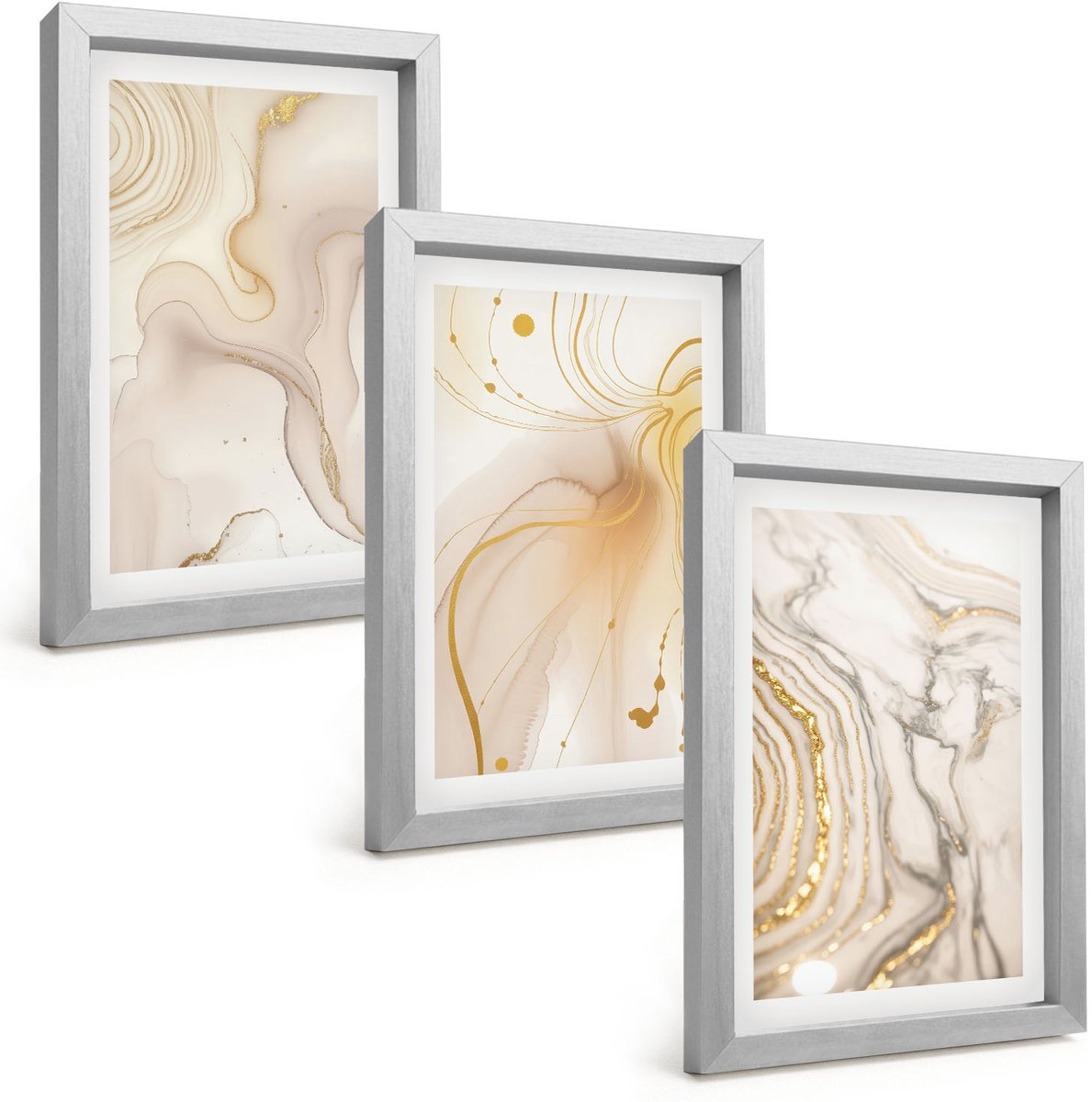 Tulup 4-Delige Schilderij Set - Subtiele abstracte verfspatpatronen - 20 x 30 cm - Muurdecoratie - Wanddecoratie - Slaapkamer - Woonkamer Decoratie
