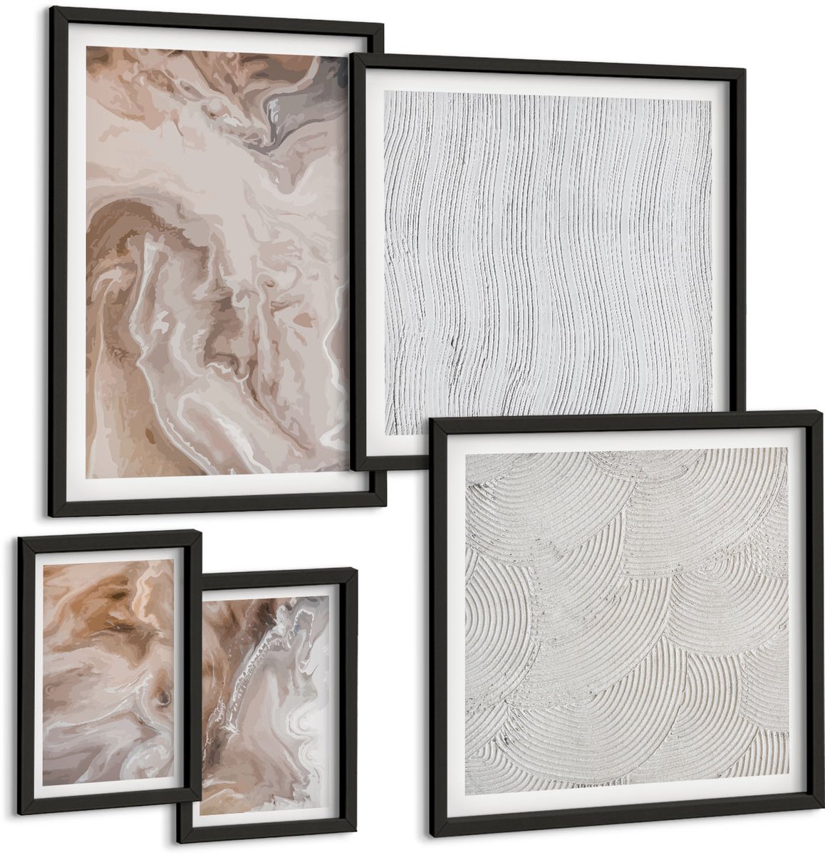 Tulup 4-Delige Schilderij Set - Abstracte marmerpatronen met steenstructuur - 50 x 50 cm, 20 x 30 cm en 40 x 60 cm - Decoratieve Schilderijen - Wanddecoratie - Hal - Interieur Decoratie
