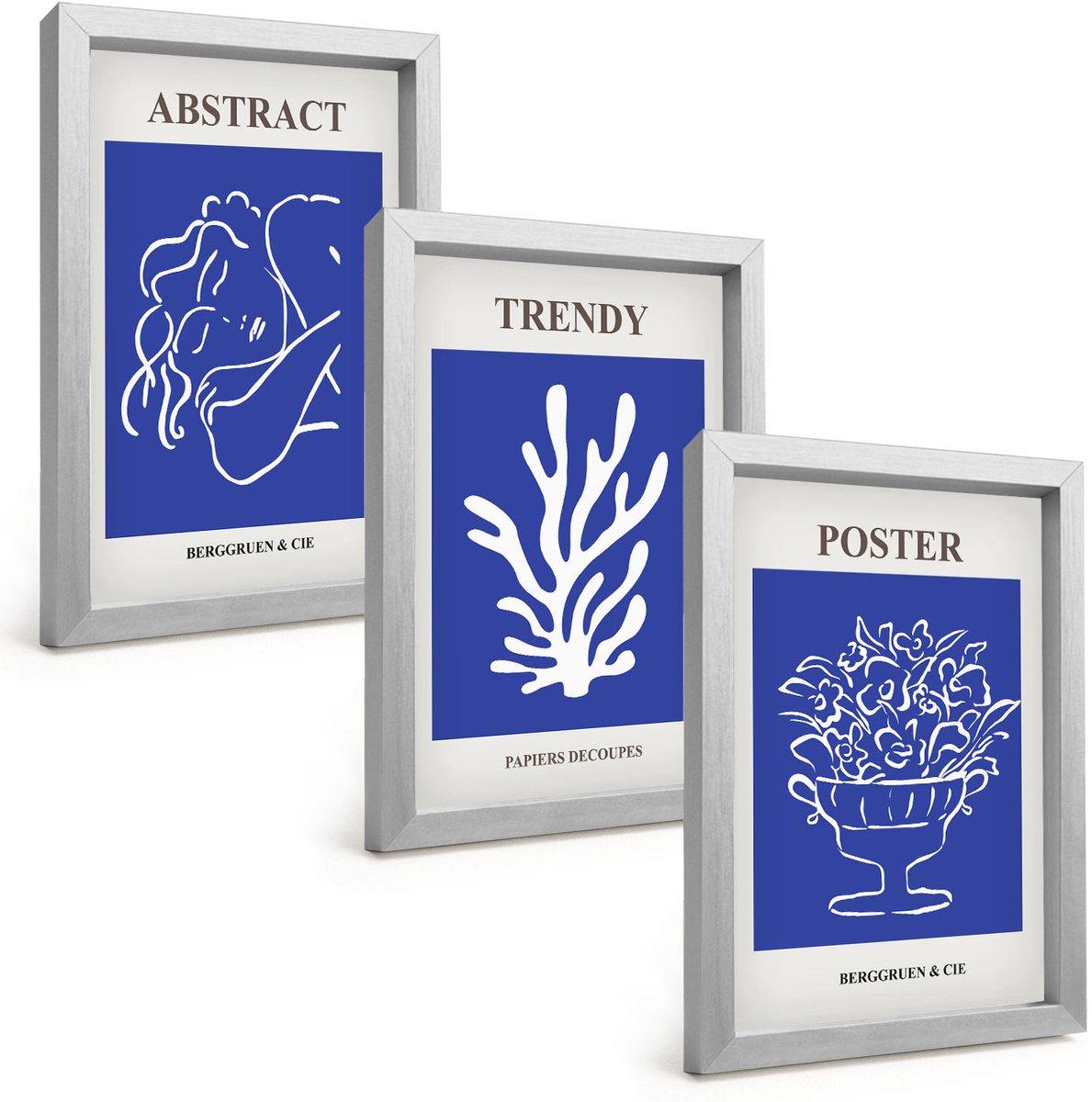 Tulup 4-Delige Schilderij Set - Stijlvolle blauwe posters van Henri Matisse - 20 x 30 cm - Stijlvolle Muurdecoratie - Kantoor - Interieur Decoratie