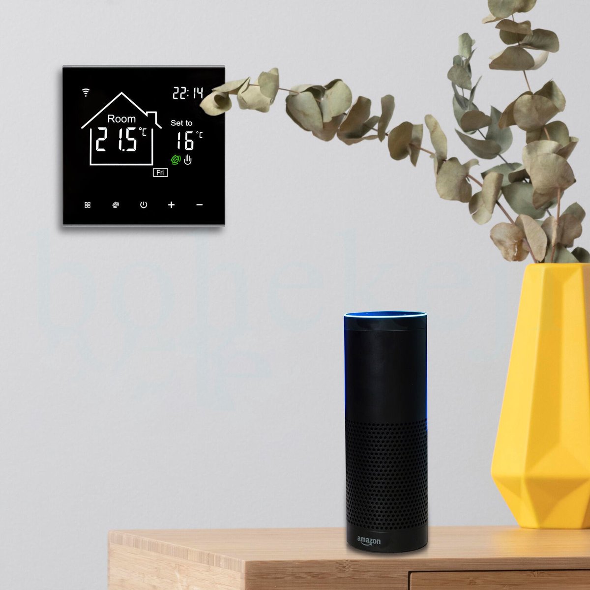 Wi-Fi slimme thermostaat – Watergedragen vloerverwarmingsregelaar – Bediening op afstand via mobiele telefoon – Energiebesparende functie met één druk op de knop – LCD-touchscreen – Witte achtergrondverlichting – 16A thumbnail 3