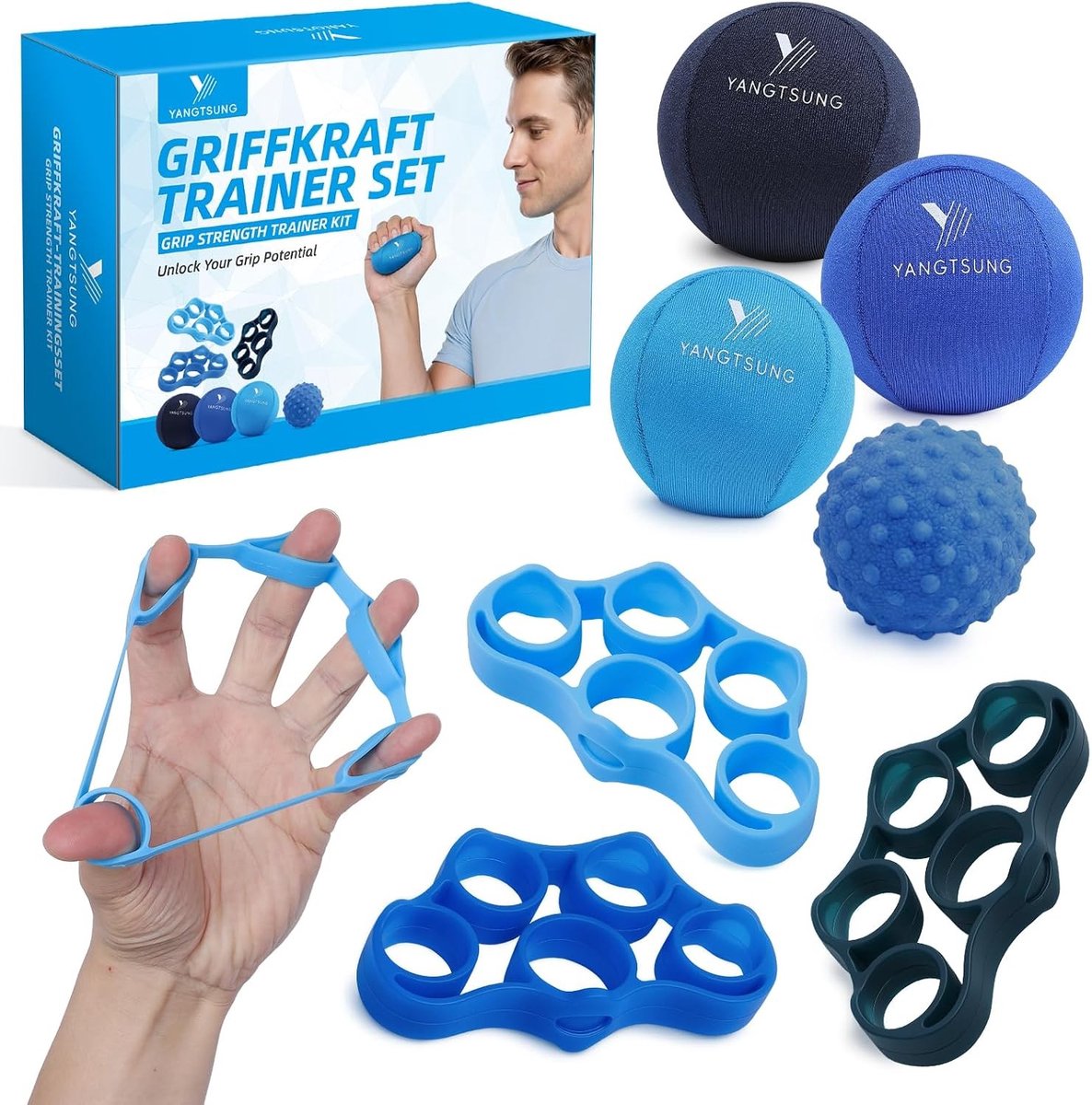 Handtrainer Set - Multicolor - 7-in-1 Set voor Krachtopbouw en Ontspanning - Voor Volwassenen
