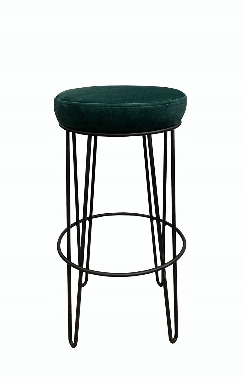 Lage barkruk met metalen frame en gestoffeerde zitting - 66 cm hoog