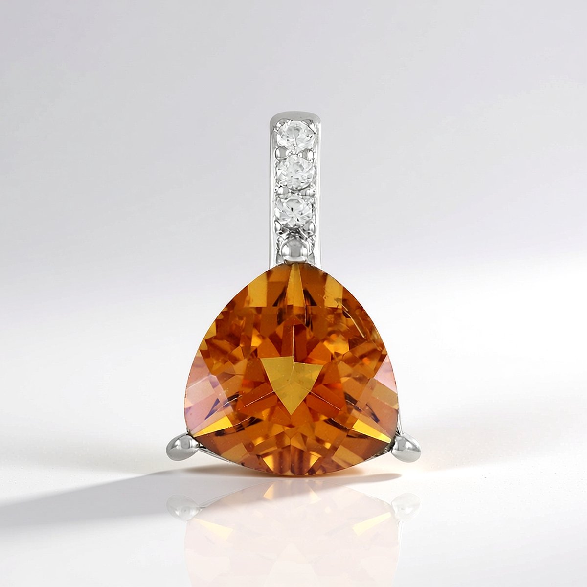 Cavill - Moderne Hanger 925 Sterling Zilver met Platina Coating - Oranje Kwarts Triljant 2,375 ct & Tanzania Zirkonen 0,062 ct