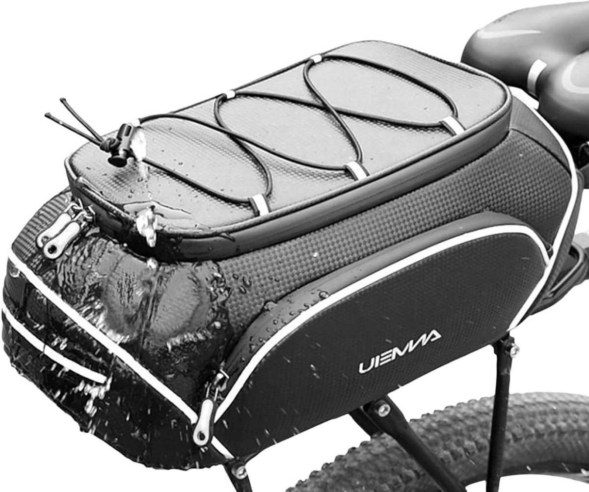 Fietstas Waterdicht - Bagagedragertas Fiets - Outdoor Reizen - 360 Graden Reflectie - 10 Liter - Zwart