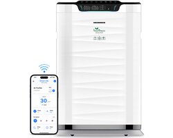 Heinner Luchtreiniger – 75 W – CADR 600 m³/u – Geschikt voor 42–72 m² – WiFi – Air Purifier met HEPA H11-filter – PM2.5 Sensor & Display – Ionisator – 12 uurs Timer – 5 Snelheden – Wit