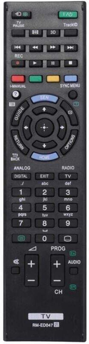 Universele afstandsbediening compatibel met tv's RM-ED047, RM-YD103, RM-ED050, RM-ED052, RM-ED053 en RM-ED060.