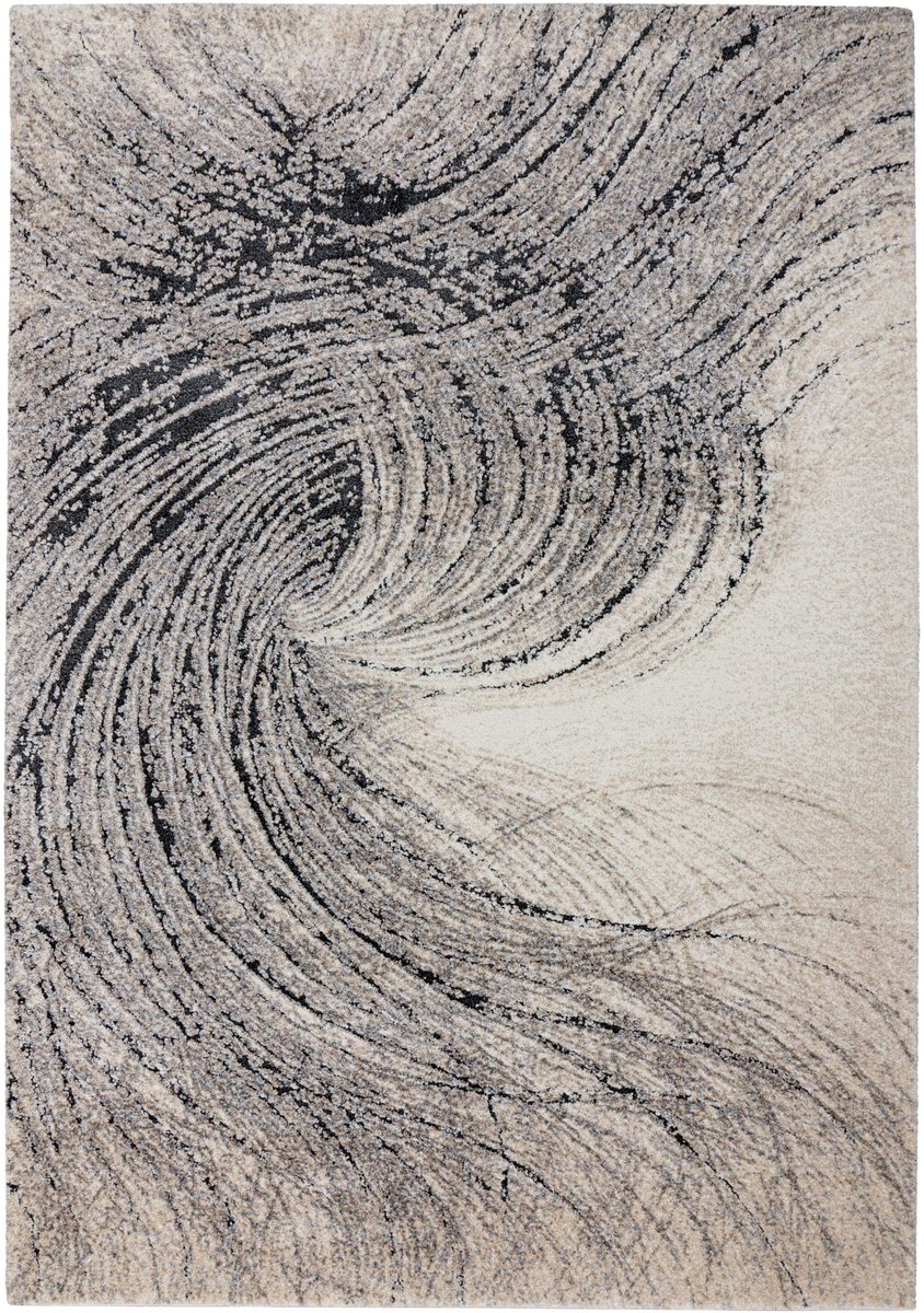 Padiro laagpolig vloerkleed 140 x 200 cm - grijs - modern abstract design - geschikt voor vloerverwarming - van polypropyleen en polyester