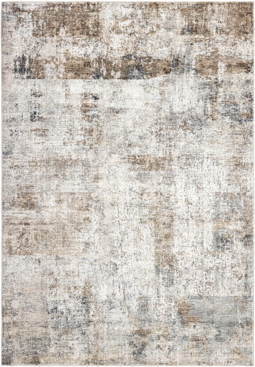 Padiro laagpolig vloerkleed 230 x 330 cm - taupe - modern abstract design - voor binnen en buiten - van polyester en katoen