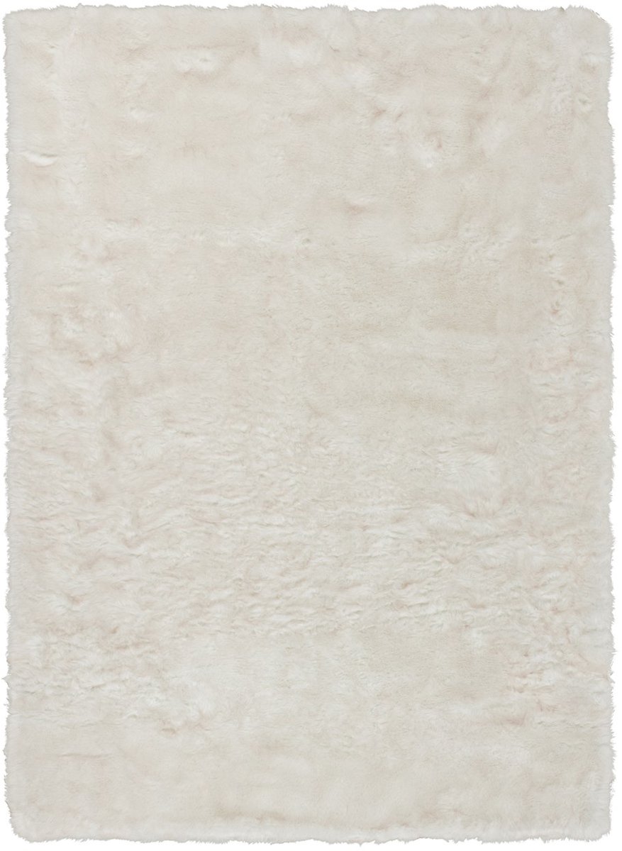 Padiro hoogpolig shaggy vloerkleed 120 x 170 cm - wit / poederroze - modern effen design - met een zachte uitstraling - geschikt voor vloerverwarming - van polyester