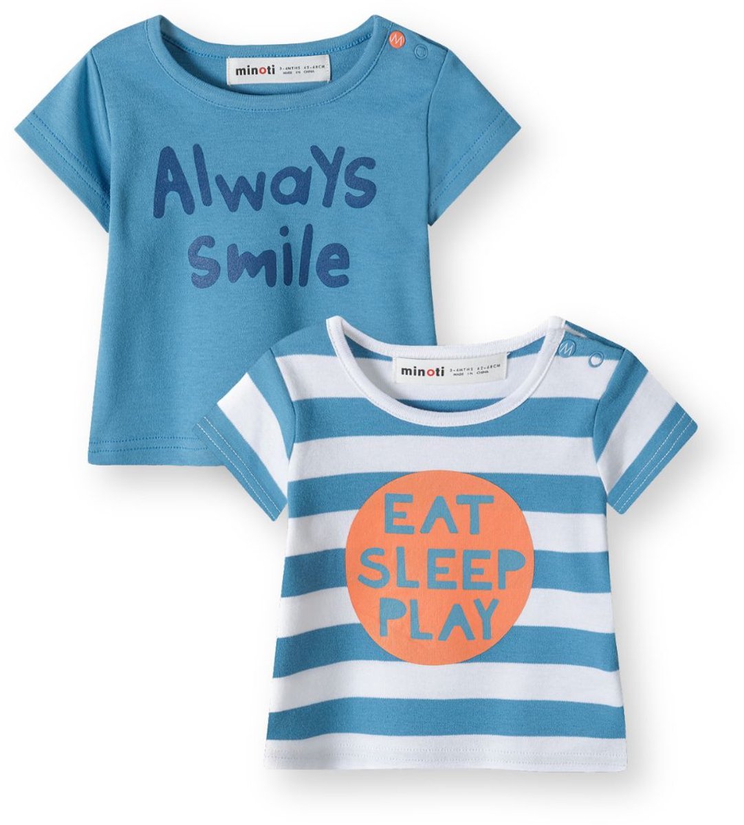 Minoti t-shirt jongens baby 2-pack - korte mouw petrol