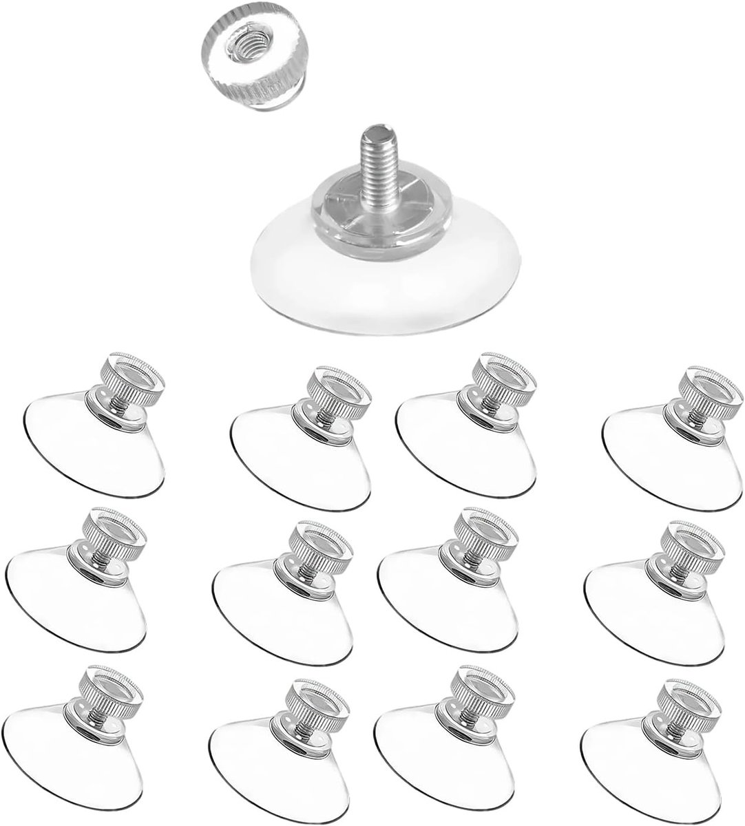 Zuignappen met Schroefdraad - Transparant - Ø 32 mm - Extra Sterke PVC Zuignappen - Voor Ramen en Decoratie