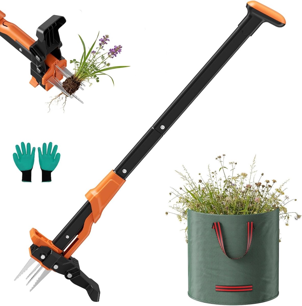 Onkruidverwijderaar - Zwart - 85-100 cm - Afneembare Onkruidverwijderaar met Stalen Klauwen - Voor Tuin en Gazon