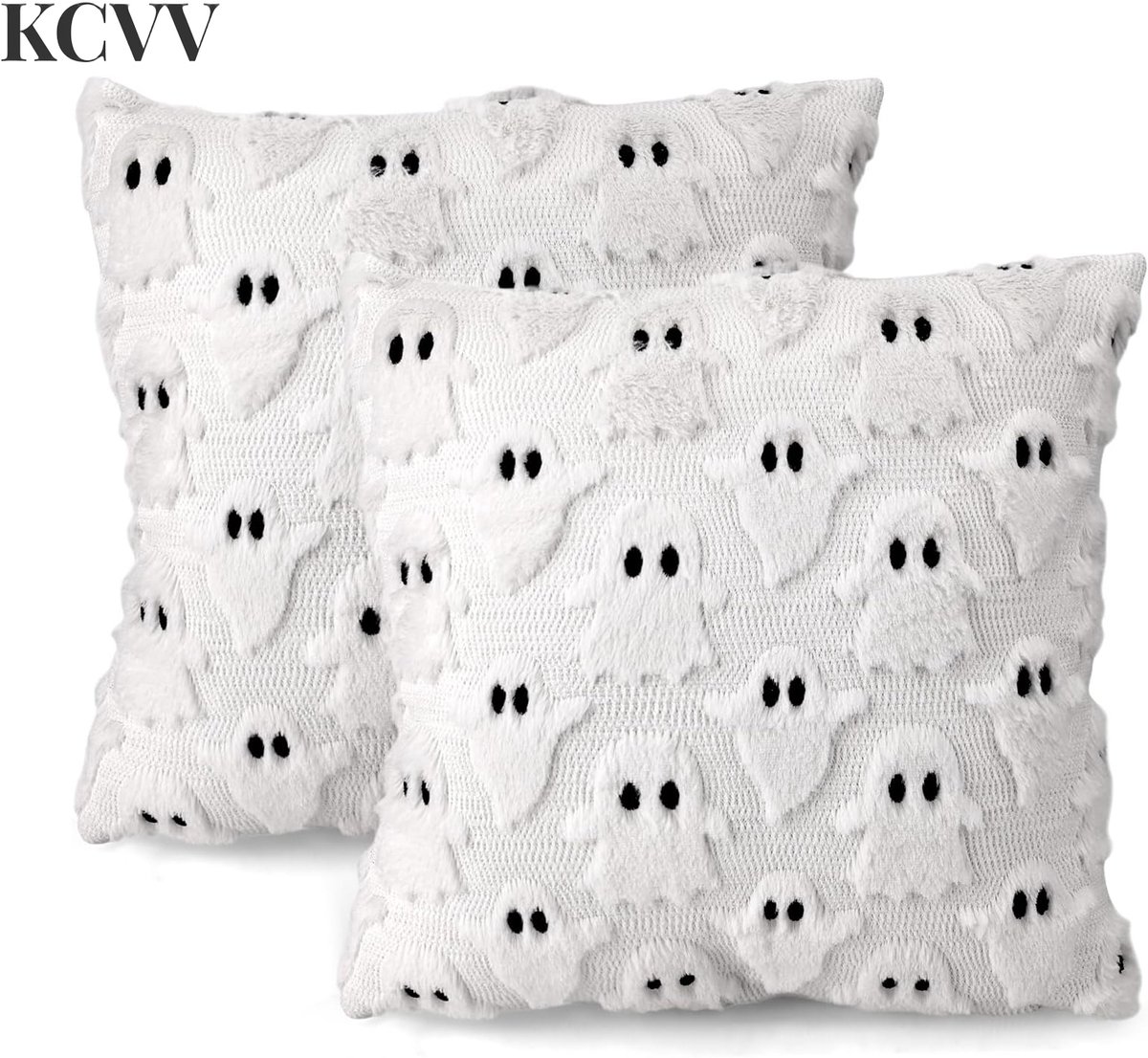 Halloween kussensloop-kussensloop met rits-2-delige Halloween kussensloop 45 x 45 cm - Halloween kussendecoratie voor binnen in de herfst - Halloween beddengoed - Wit