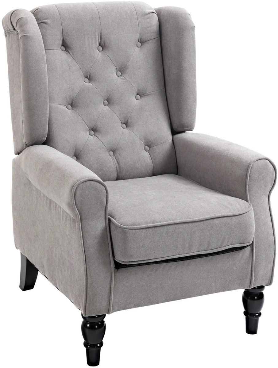 Oorfauteuil 1-Zits - Gestoffeerde Fauteuil Met Getufte Rugleuning - Grijs