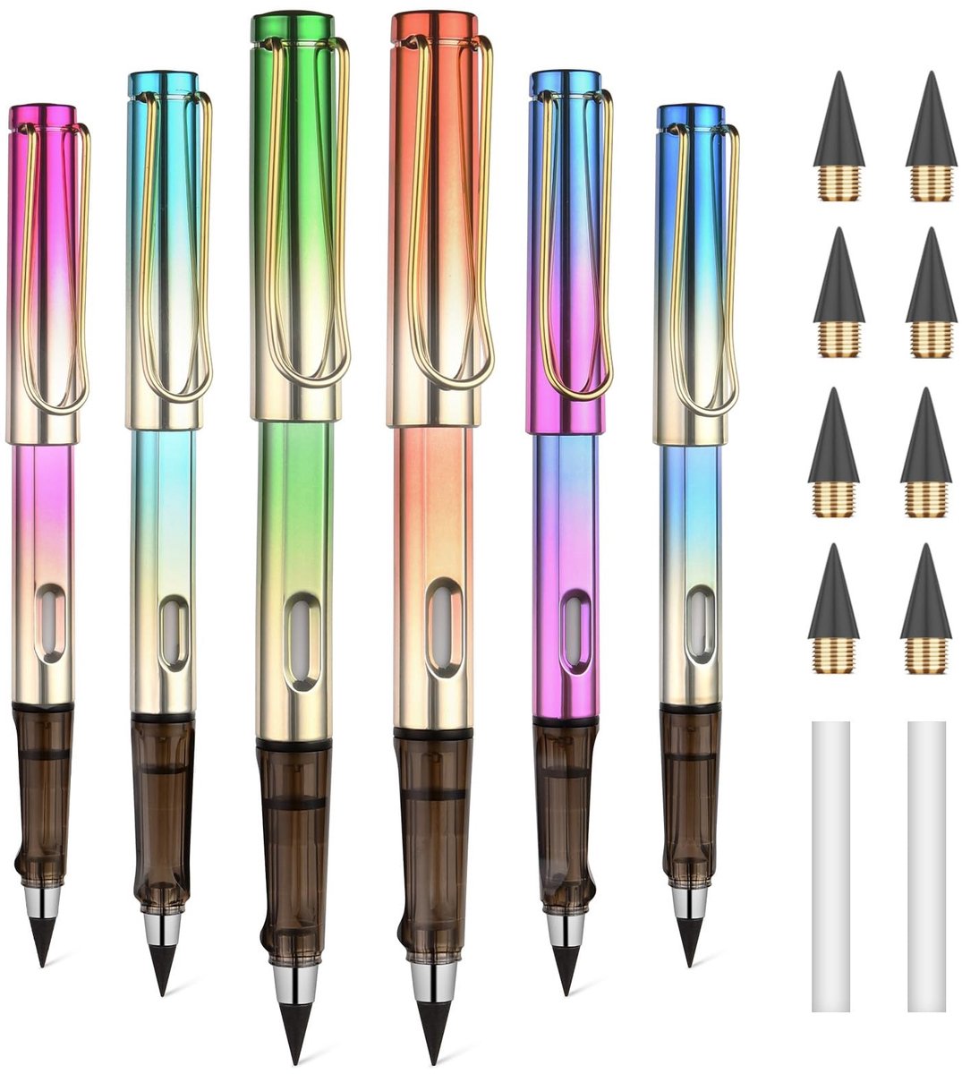 Solidchoice - 6 Stuks Inktloos Potlood met Vervangbare Penpunten