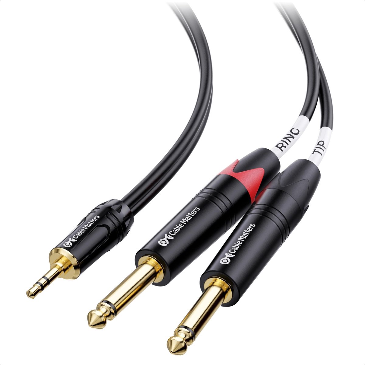 Solidchoice - 3,5mm naar dubbele 6,35 mm TS Breakout-kabel - 3 ft