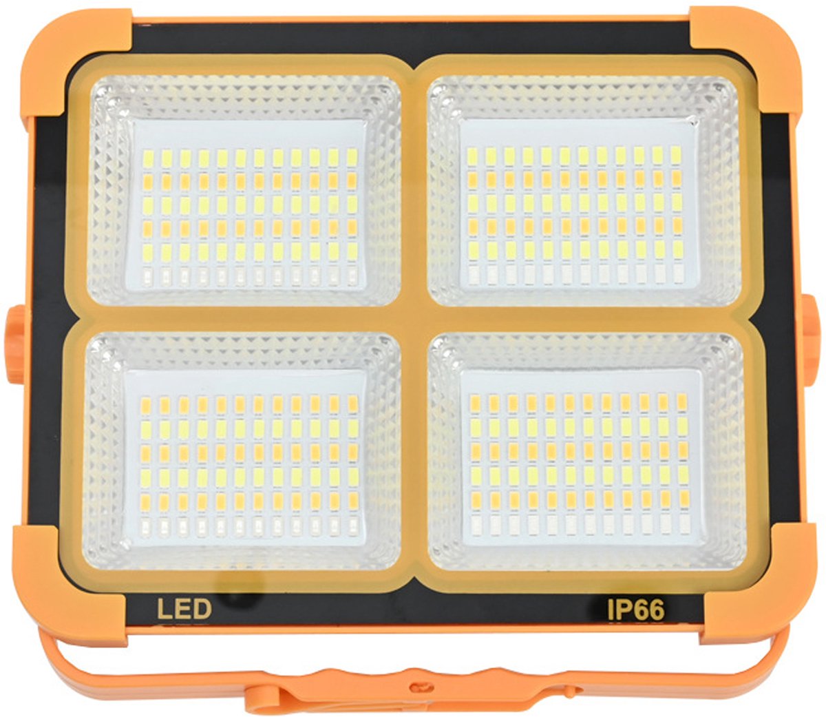 COVREO Solar floodlight 17,7 x 15,7 cm zwart-oranje kunststof, USB en IP66