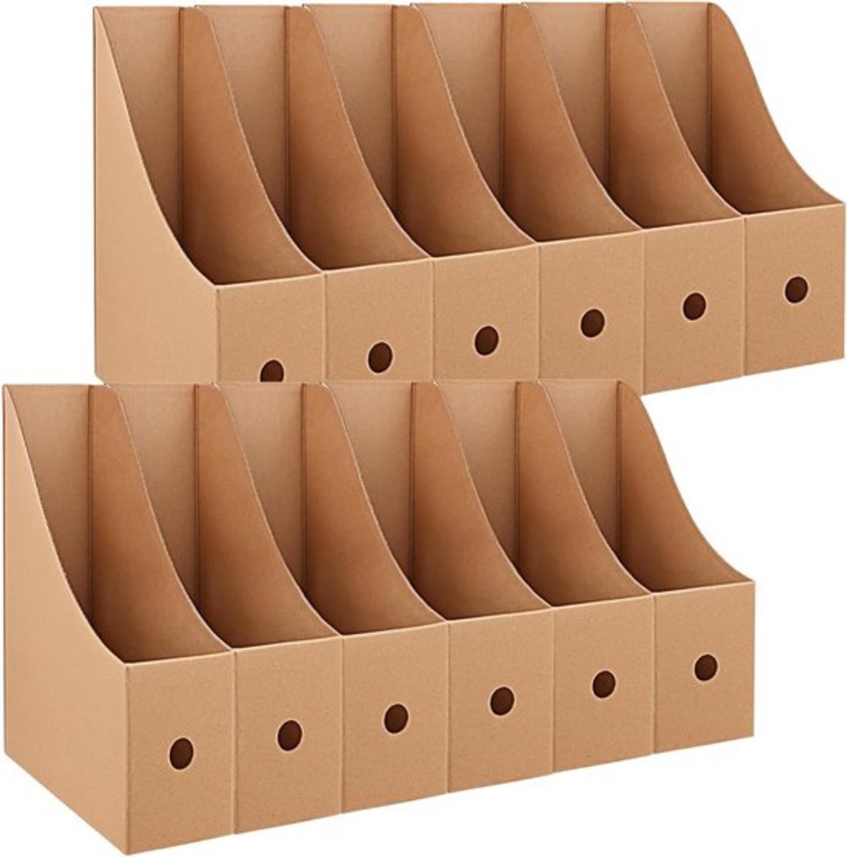 Praktische Opbergdozen voor Documenten - 12 Stuks Kartonnen Bestanden, Tijdschrift Houder en Organisatie voor School, Kantoor en Thuis