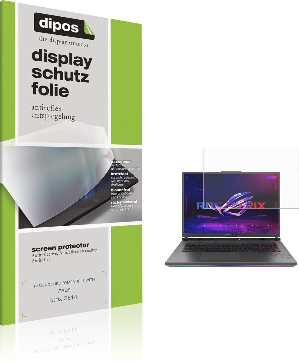 dipos – 2x Matte Beschermfolie geschikt voor Asus Strix G814j | Krasbestendige & antireflecterende Screenprotector Ultra-Thin