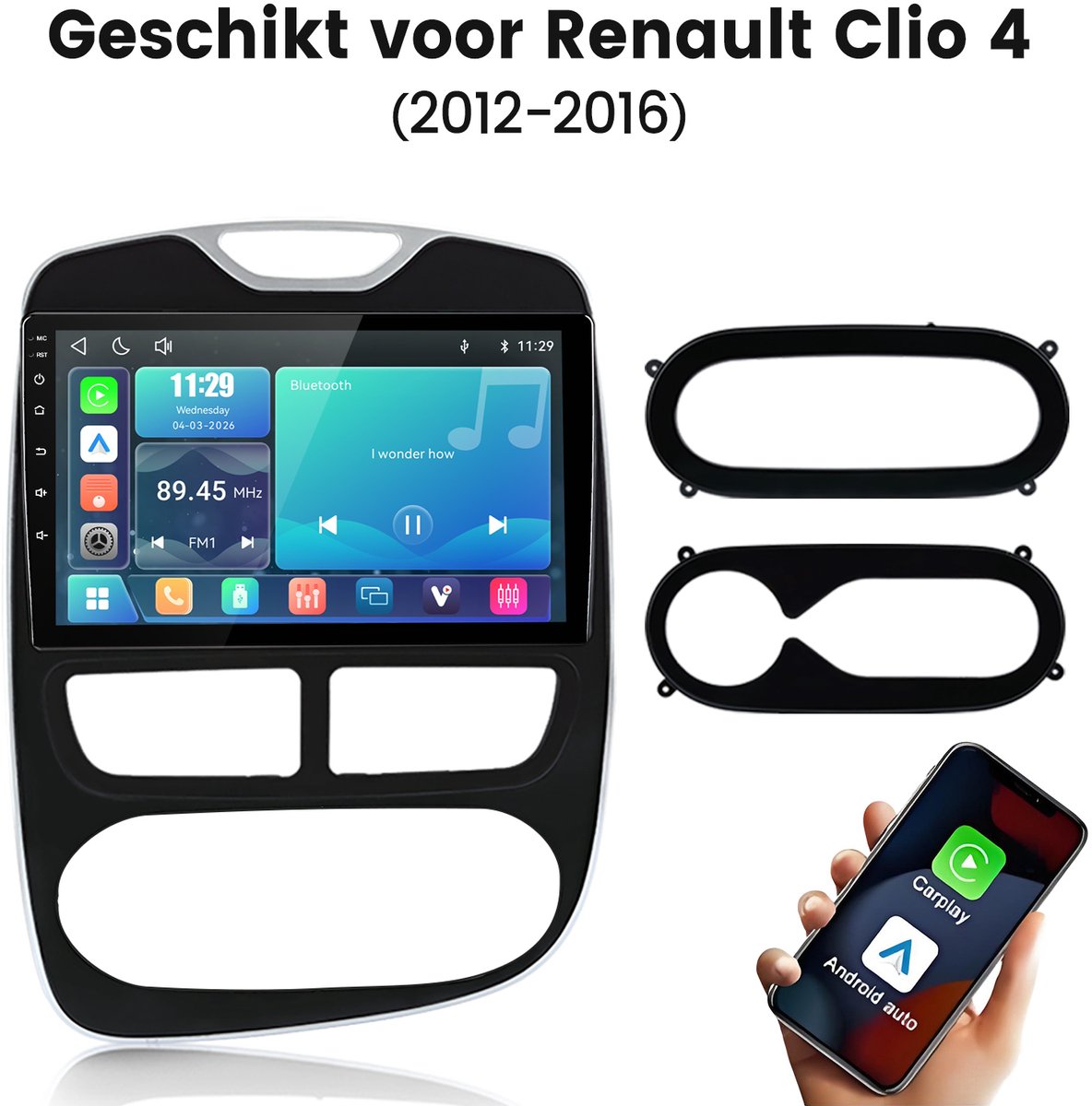 Junsun lINUX Draadloos Carplay & Andriod Auto Autoradio Geschikt Voor Renault Clio 4 2012-2019 - 10 Inch HD TouchScreen - Bluetooth - GPS navigatie- WiFi - FM - RDS- Airplay