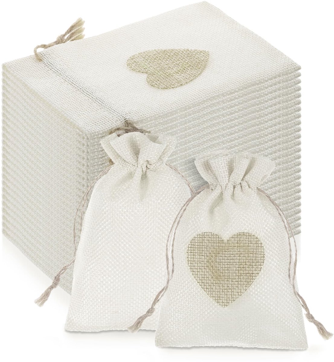 Solidchoice - 26 Stuks Jute Zakjes met Koord voor Cadeaus en Decoraties
