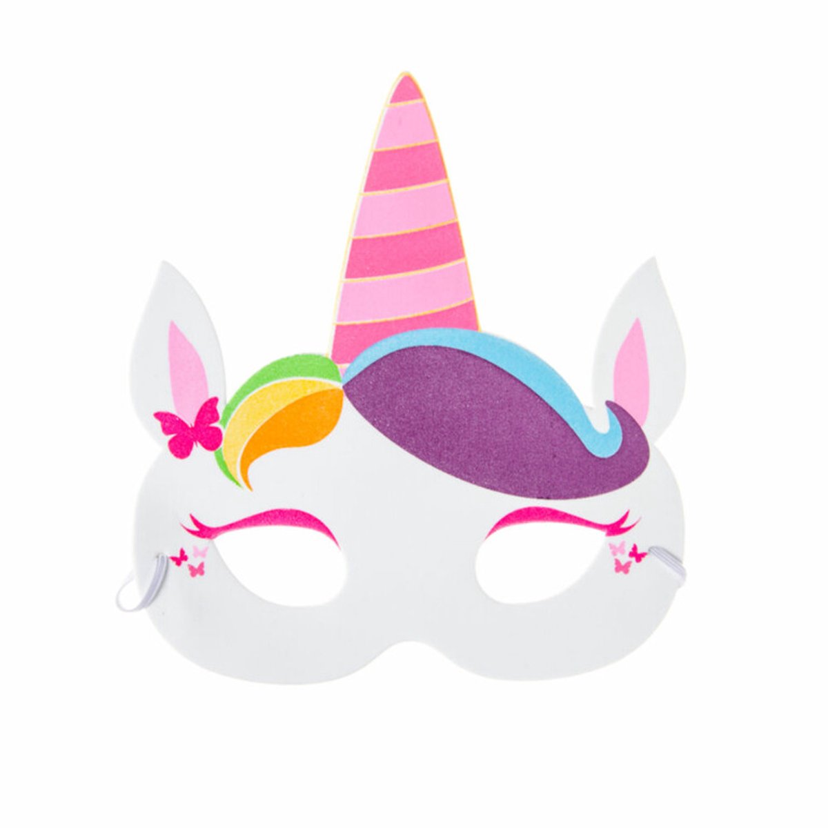Verkleedmaskers eenhoorn - foam maskers unicorn - 4 stuks