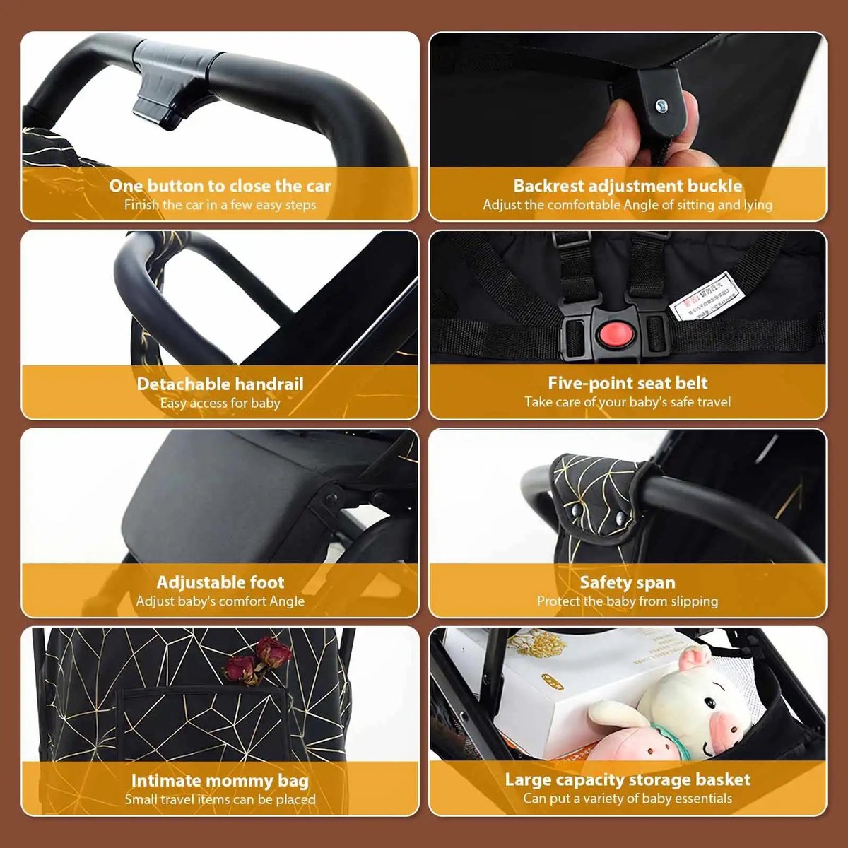 DayeLabel Buggy - Kinderwagen – Lichtgewicht Reisbuggy – Opvouwbaar – Compact – Eénhands Inklapbaar – Met Zonnekap - Grijs – foto 4