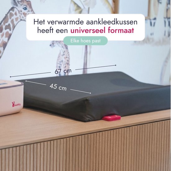 Wumby® Verwarmd Aankleedkussen - Verschoonkussen Baby - Verschoonmatje - Verschoningsmatje - Verschoningskussen - Charcoal — afbeelding 5